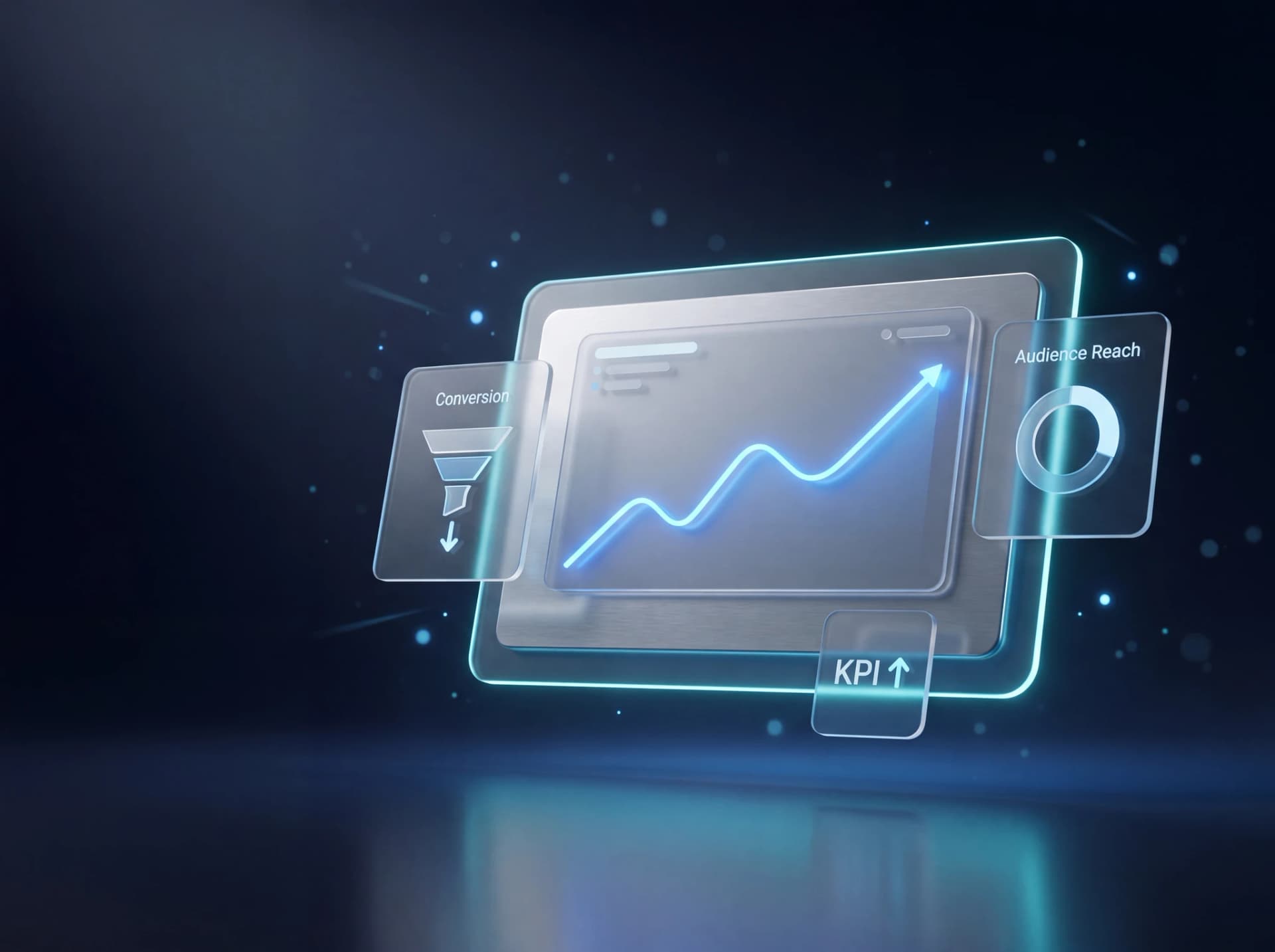 Digital marketing services — analytics dashboard with campaign performance panels
