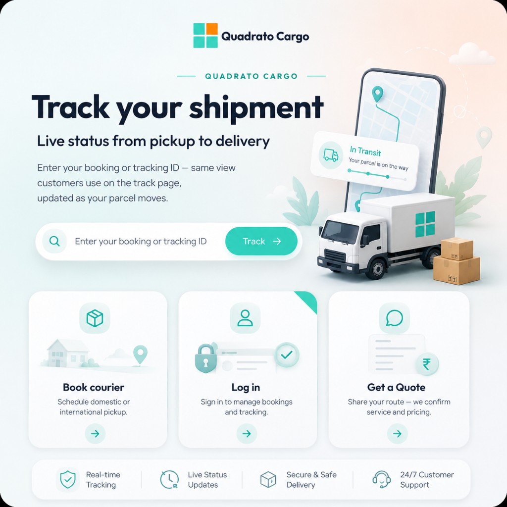 Quadrato Cargo — track shipments, book courier, and get quotes